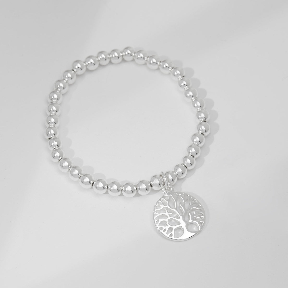 Jon Richard Silver Plated Polished Tree Of Love Stretch Bracelet