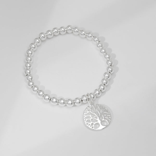 Jon Richard Silver Plated Polished Tree Of Love Stretch Bracelet
