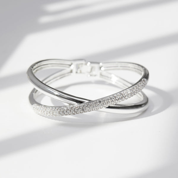 Jon Richard Silver Plated Cross Over Bangle Bracelet