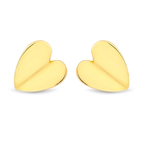 Simply Silver Recycled Gold Plated Sterling Silver 925 Heart Stud Earrings
