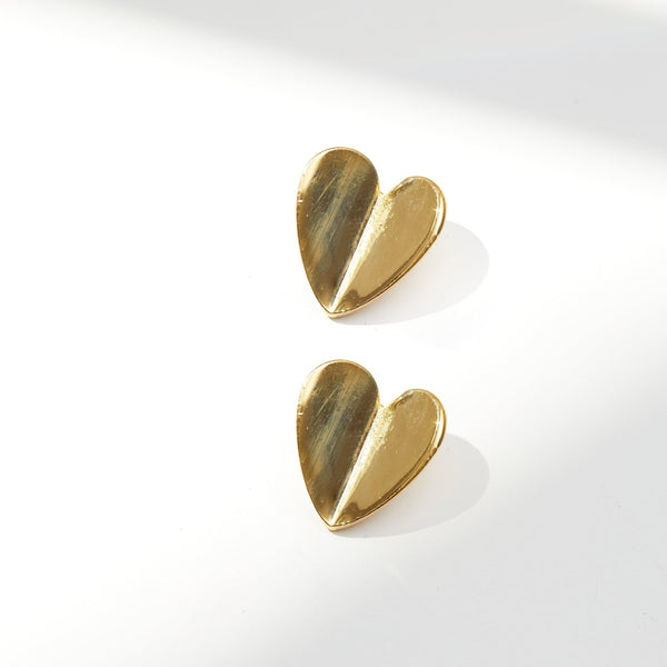 Simply Silver Recycled Gold Plated Sterling Silver 925 Heart Stud Earrings