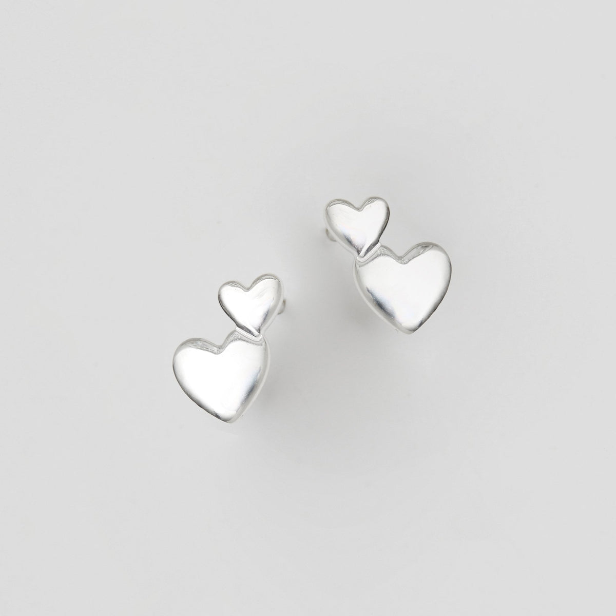 Simply Silver Sterling Silver 925 Mini Double Heart Stud Earrings