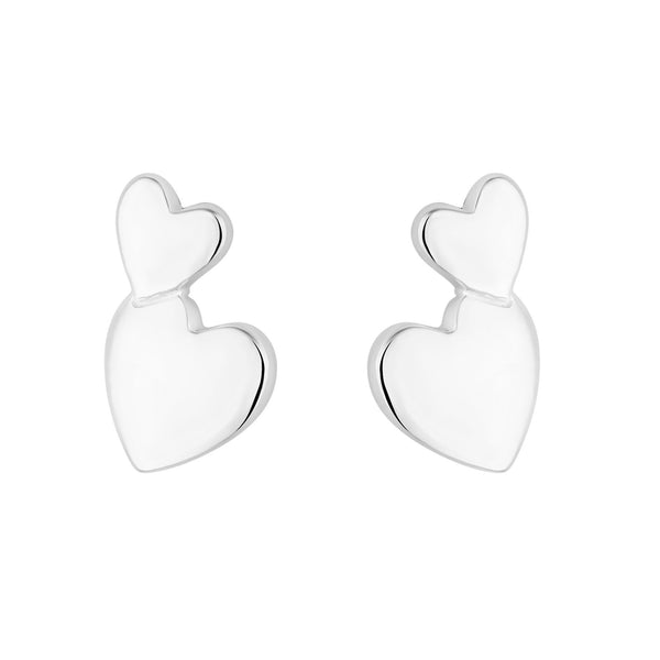 Simply Silver Sterling Silver 925 Mini Double Heart Stud Earrings