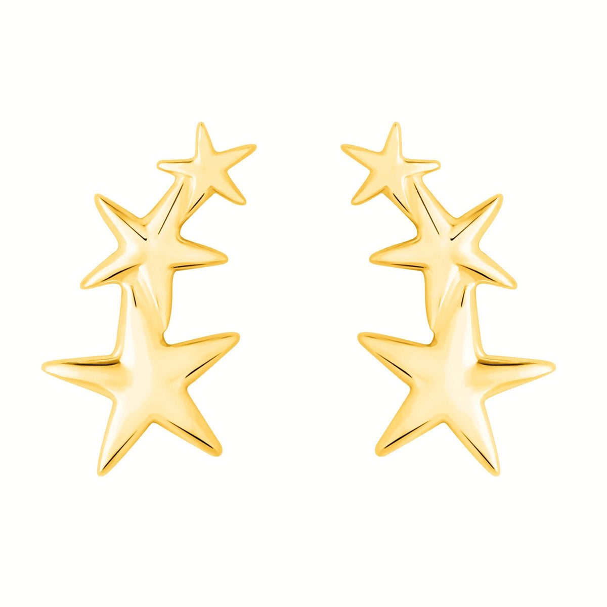 Simply Silver Gold Plated Sterling Silver 925 Mini Star Climber Earrings