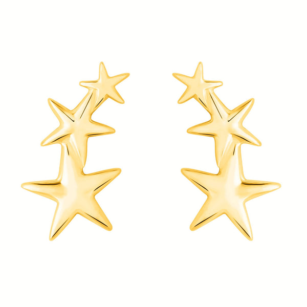 Simply Silver Gold Plated Sterling Silver 925 Mini Star Climber Earrings