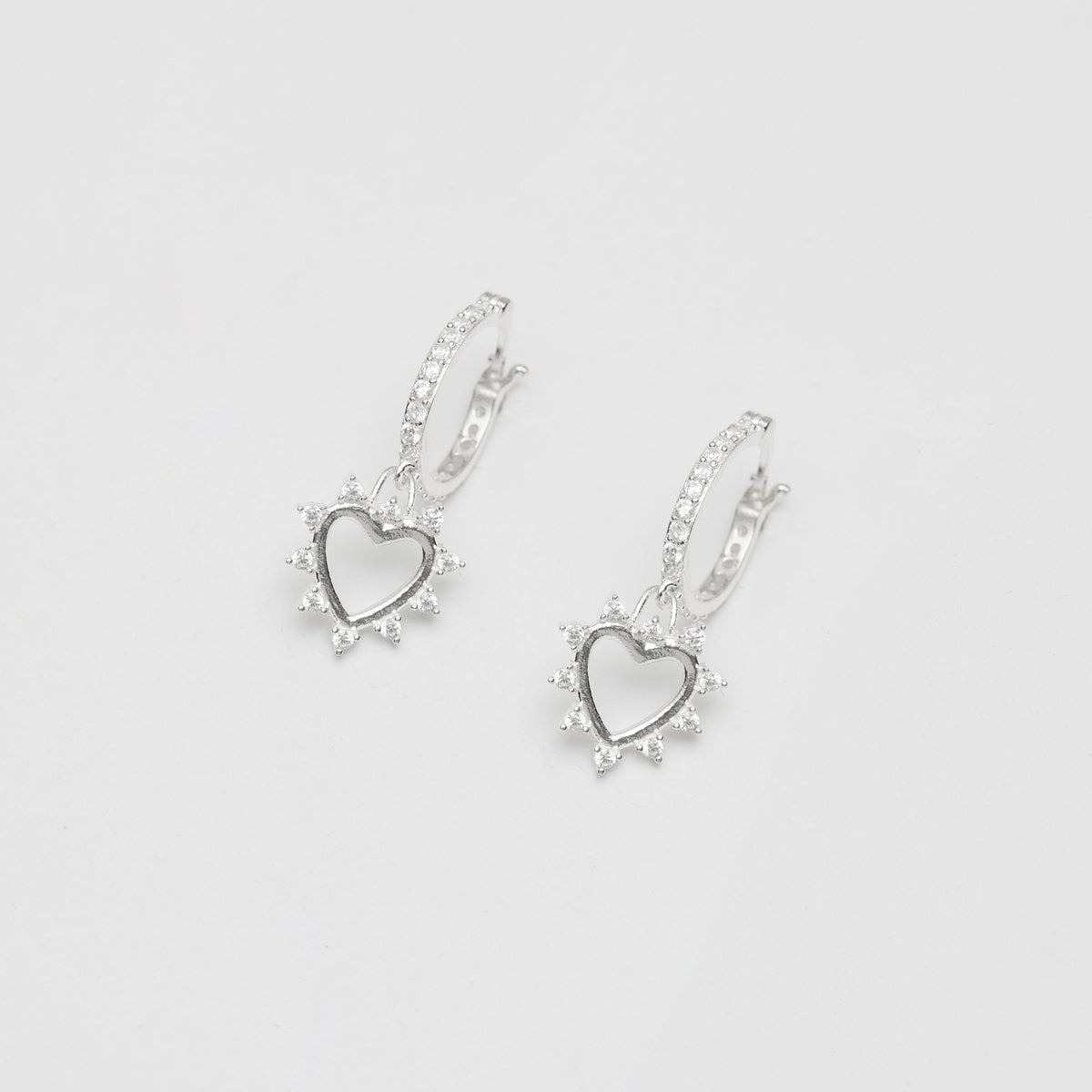 Simply Silver Sterling Silver 925 Cubic Zirconia Open Heart Earrings
