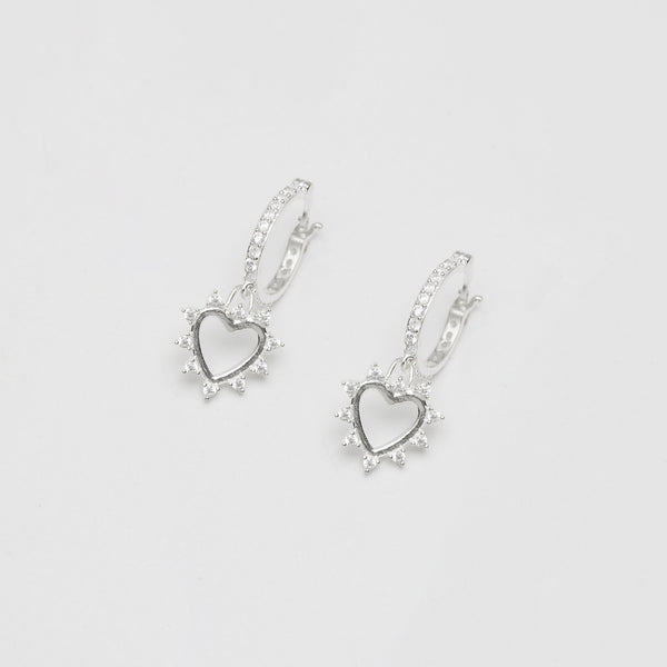 Simply Silver Sterling Silver 925 Cubic Zirconia Open Heart Earrings