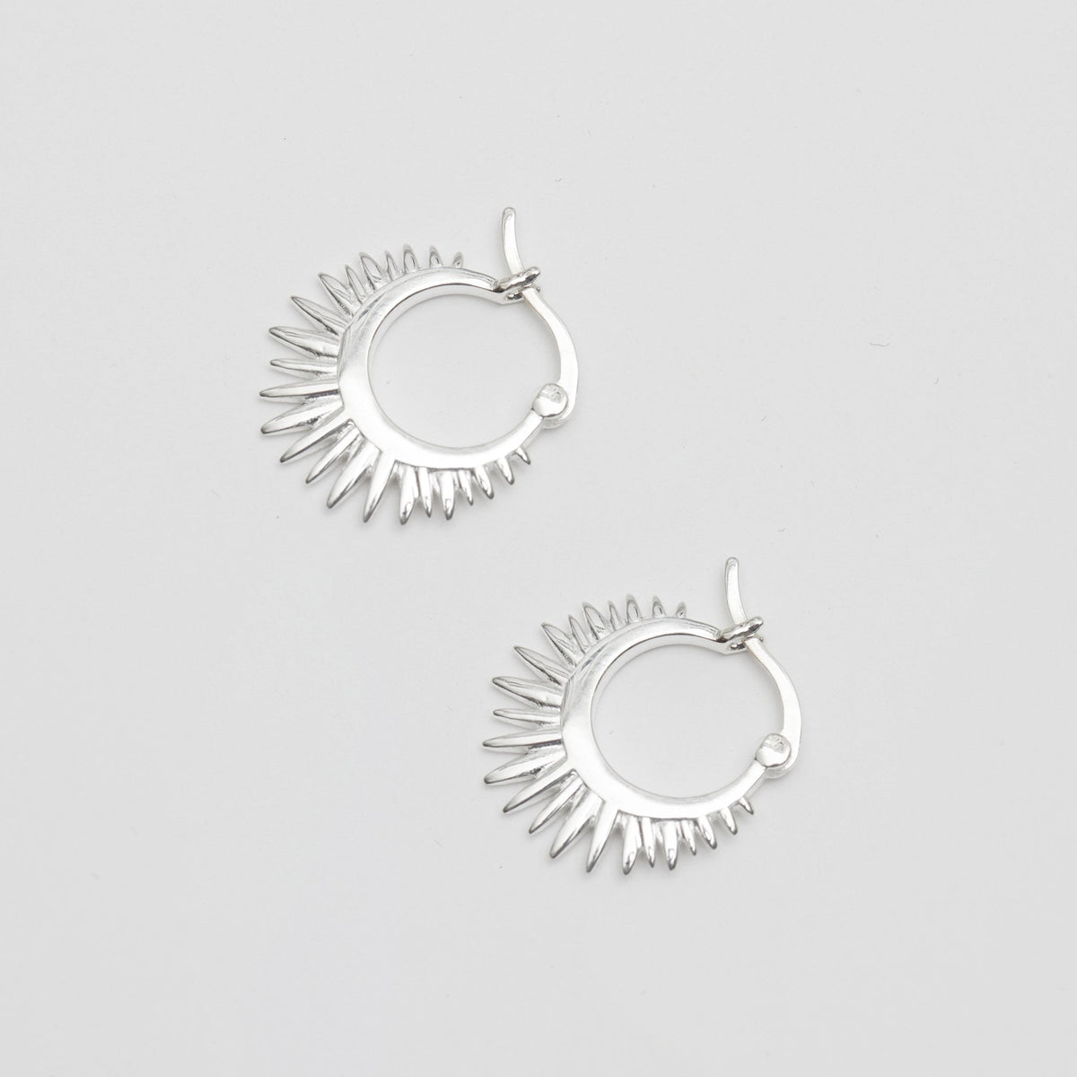 Simply Silver Sterling Silver 925 Polished Starburst Hoop Earrings