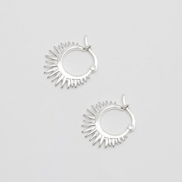 Simply Silver Sterling Silver 925 Polished Starburst Hoop Earrings