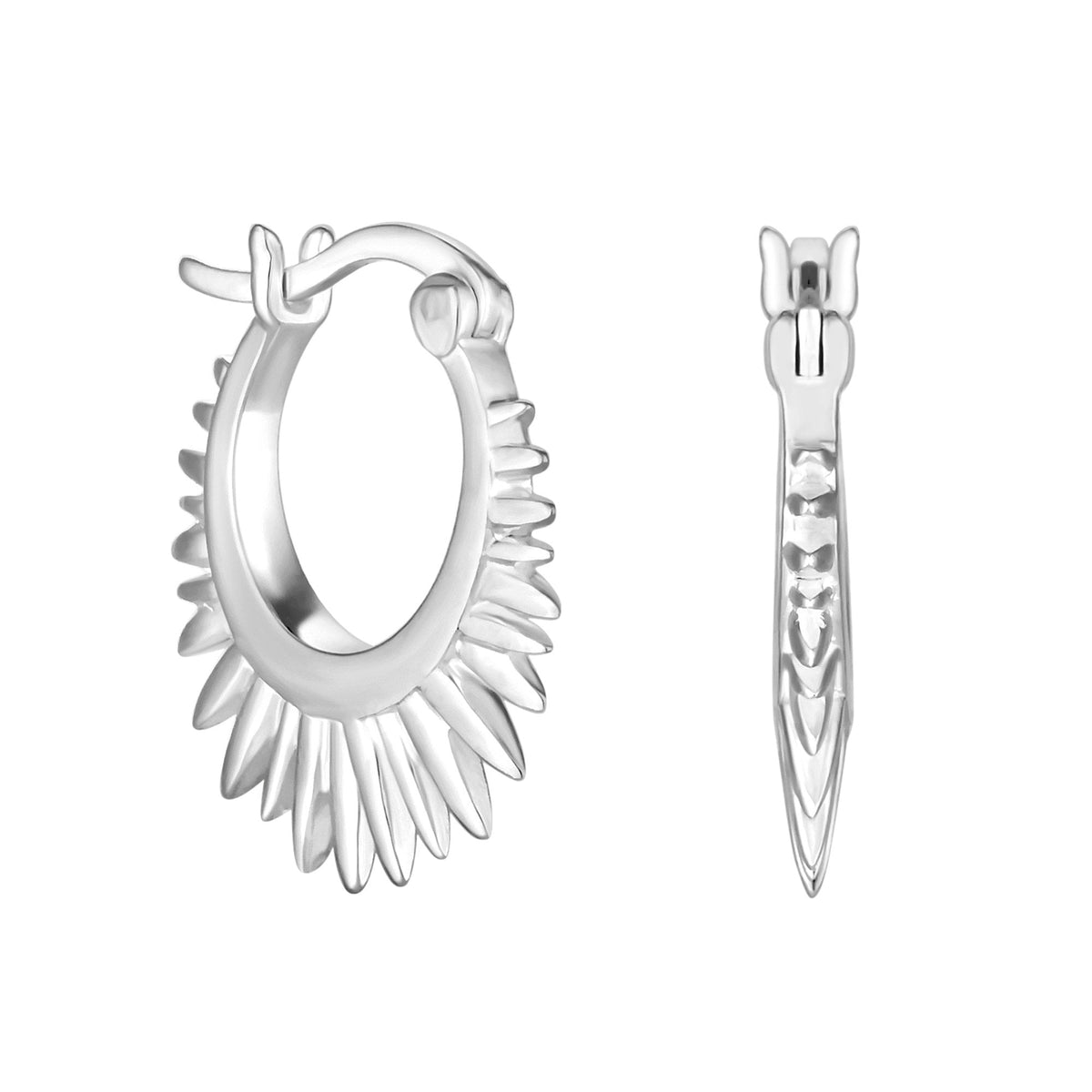 Simply Silver Sterling Silver 925 Polished Starburst Hoop Earrings