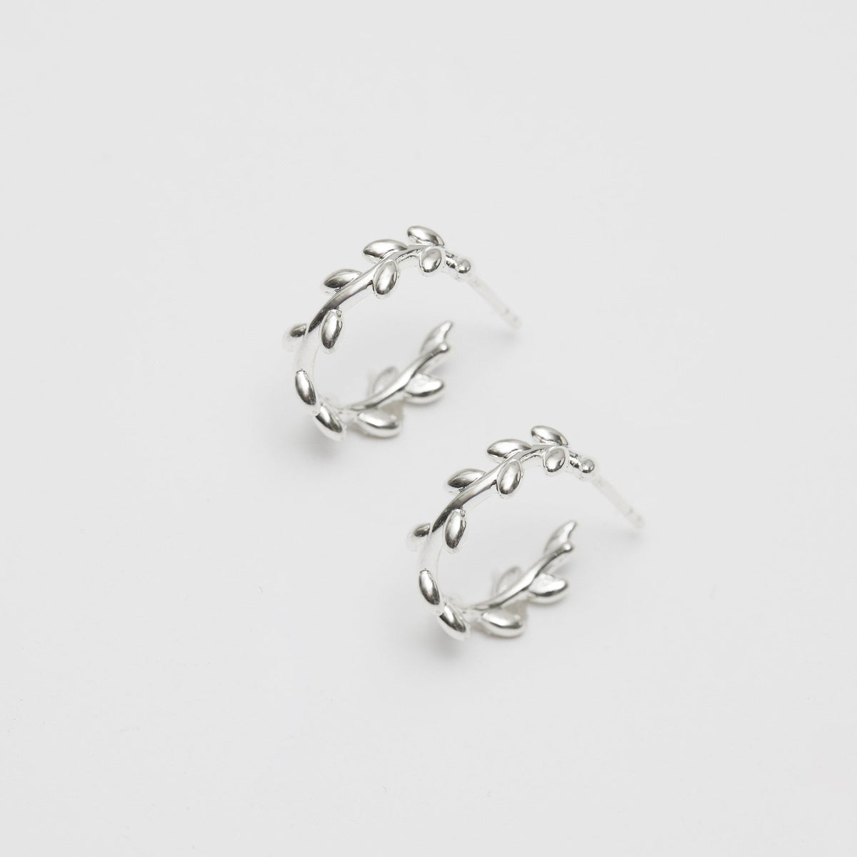 Simply Silver Sterling Silver 925 Leaf Hoop Earrings