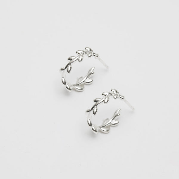 Simply Silver Sterling Silver 925 Leaf Hoop Earrings