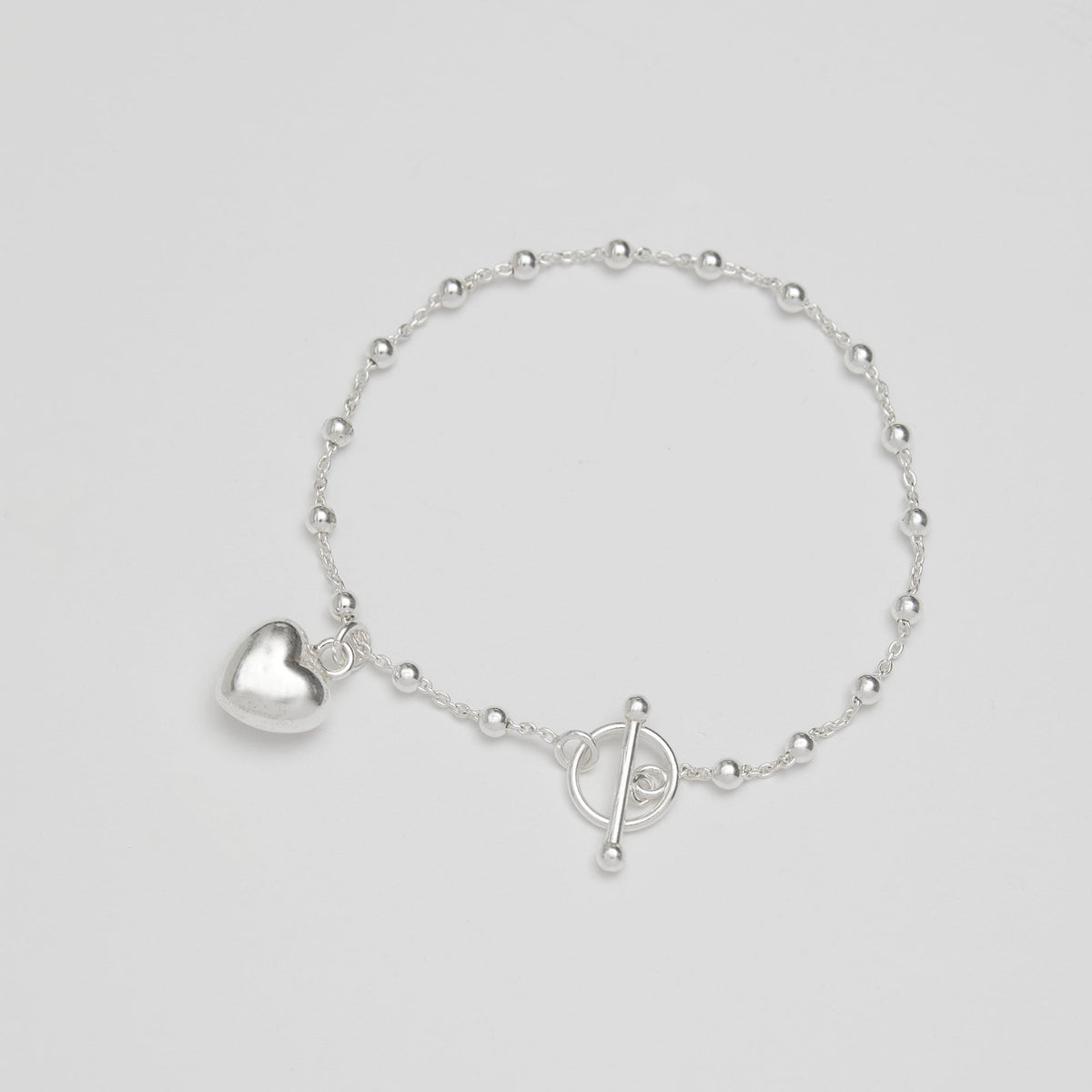 Simply Silver Sterling Silver 925 T Bar Puff Heart Bracelet