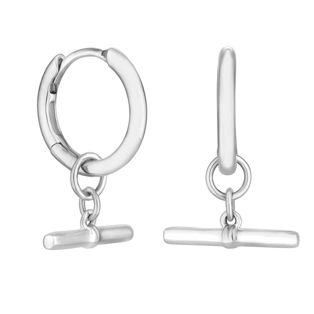 Simply Silver Sterling Silver 925 T Bar Hoop Earrings