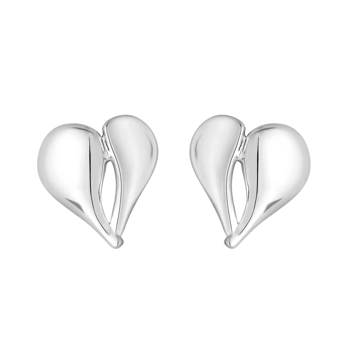 Simply Silver Sterling Silver 925 Polished Heart Stud Earrings