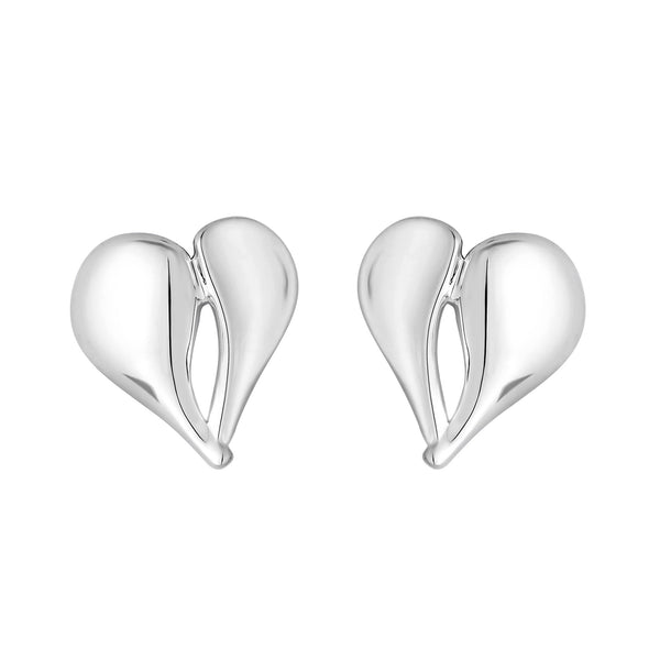 Simply Silver Sterling Silver 925 Polished Heart Stud Earrings