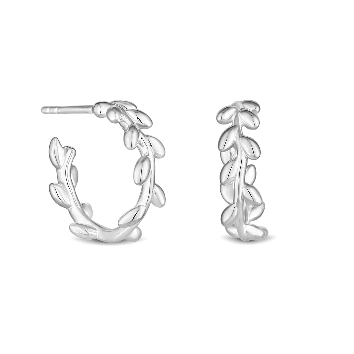 Simply Silver Sterling Silver 925 Leaf Hoop Earrings