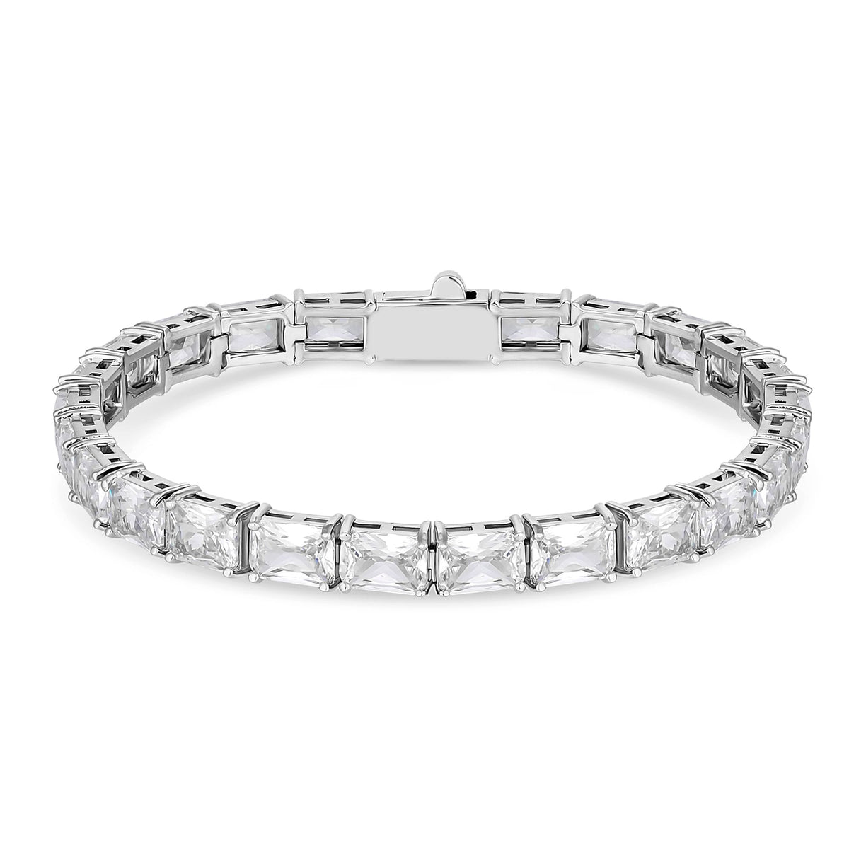 Jon Richard Rhodium Plated Cubic Zirconia Baguette Bracelet - Gift Boxed