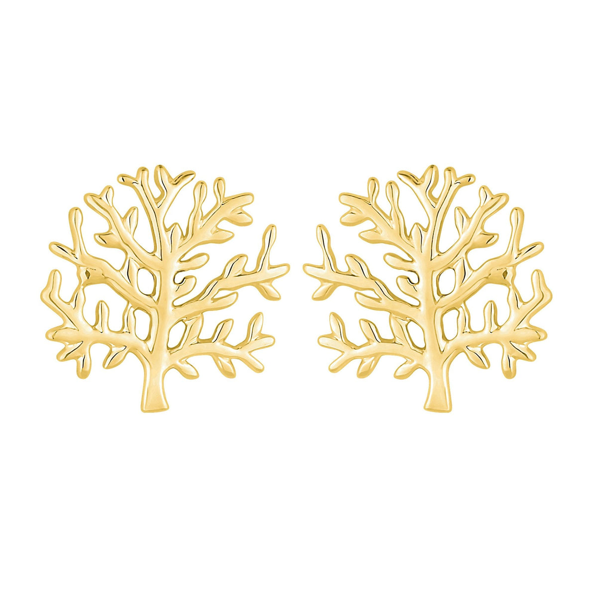Simply Silver Gold Plated Sterling Silver 925 Tree of Love Stud Earrings