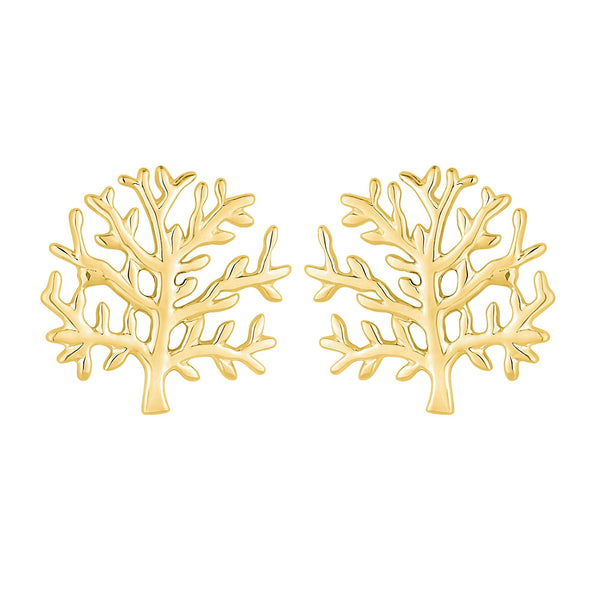 Simply Silver Gold Plated Sterling Silver 925 Tree of Love Stud Earrings