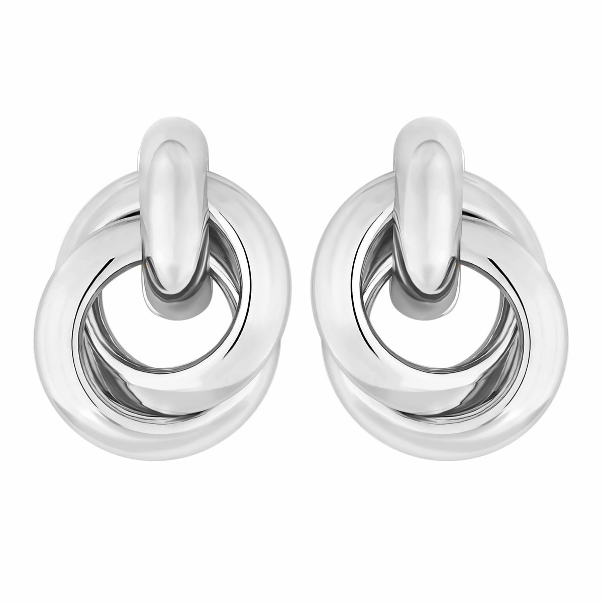 Jon Richard Rhodium Plated Large Knot Stud Earrings