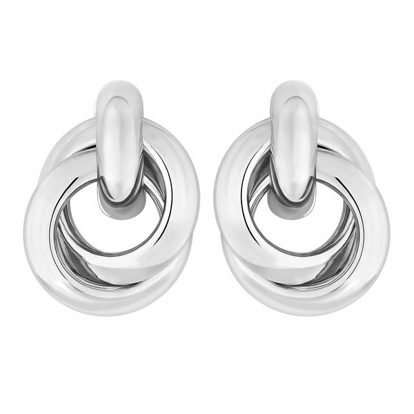 Jon Richard Rhodium Plated Large Knot Stud Earrings