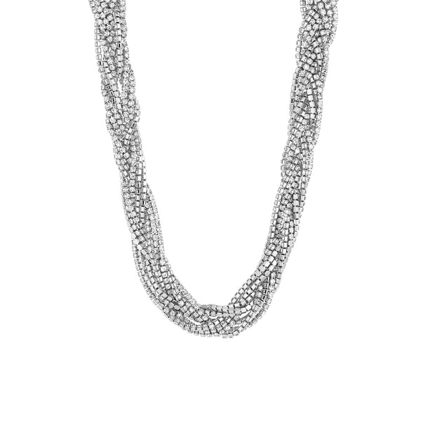 Jon Richard Silver Plated Statement Twisted Crystal Collar Necklace