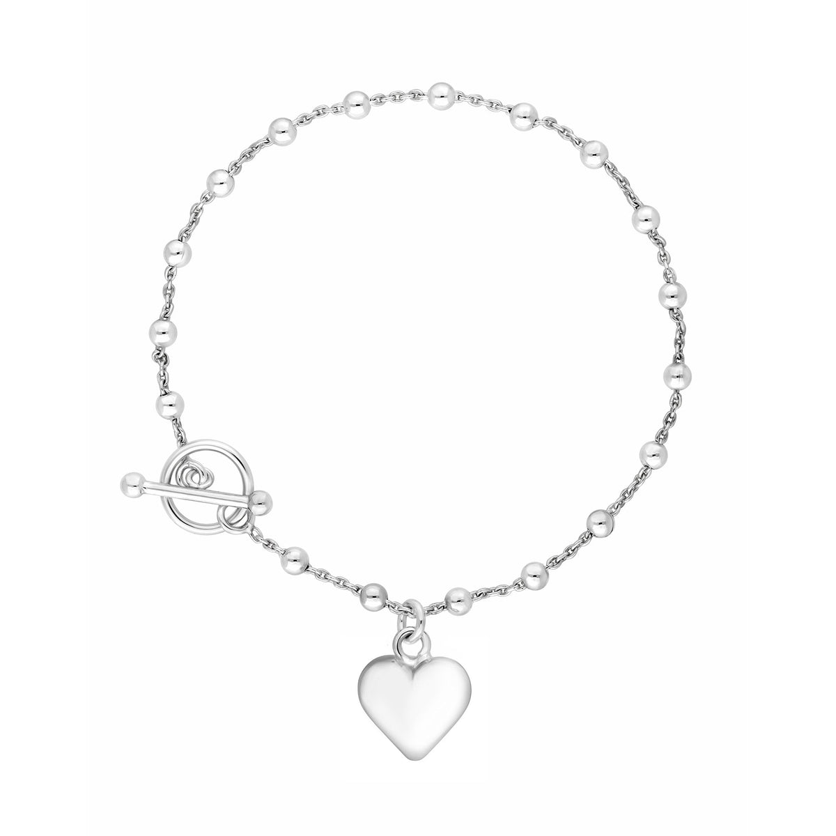 Simply Silver Sterling Silver 925 T Bar Puff Heart Bracelet