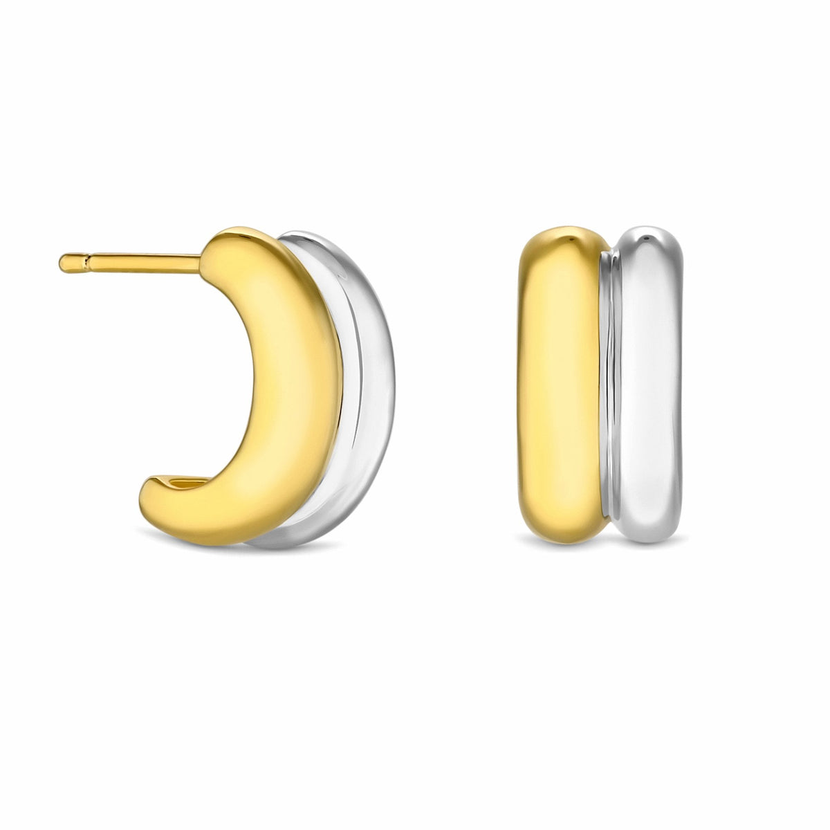 Inicio Two Tone Plated Recycled Mini Hoop Earrings - Gift Pouch
