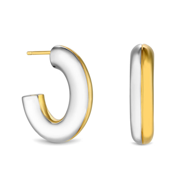 Inicio Two Tone Plated Recycled Hoop Earrings - Gift Pouch