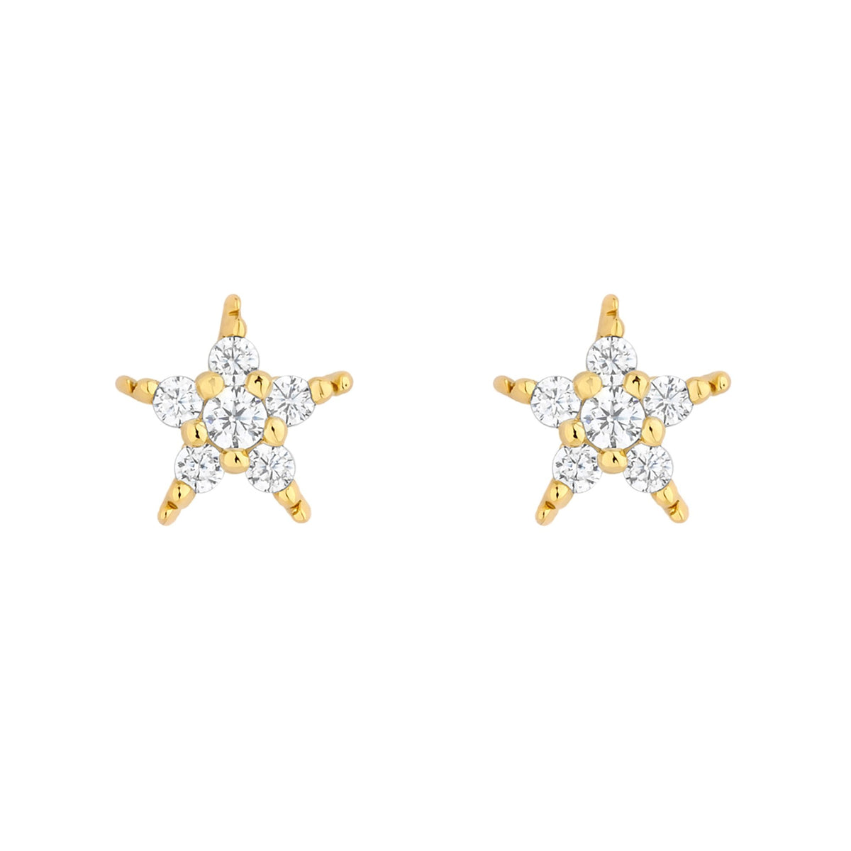 Inicio 14K Gold Plated Recycled Cubic Zirconia Star Stud Earrings - Gift Pouch