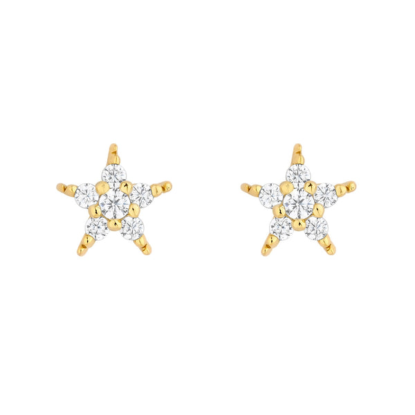 Inicio 14K Gold Plated Recycled Cubic Zirconia Star Stud Earrings - Gift Pouch