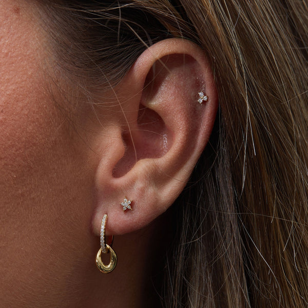 Inicio 14K Gold Plated Recycled Cubic Zirconia Star Stud Earrings - Gift Pouch