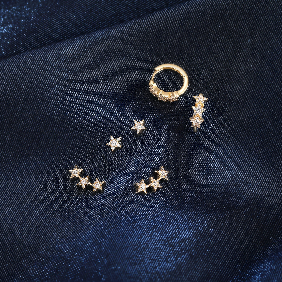 Inicio 14K Gold Plated Recycled Cubic Zirconia Star Stud Earrings - Gift Pouch