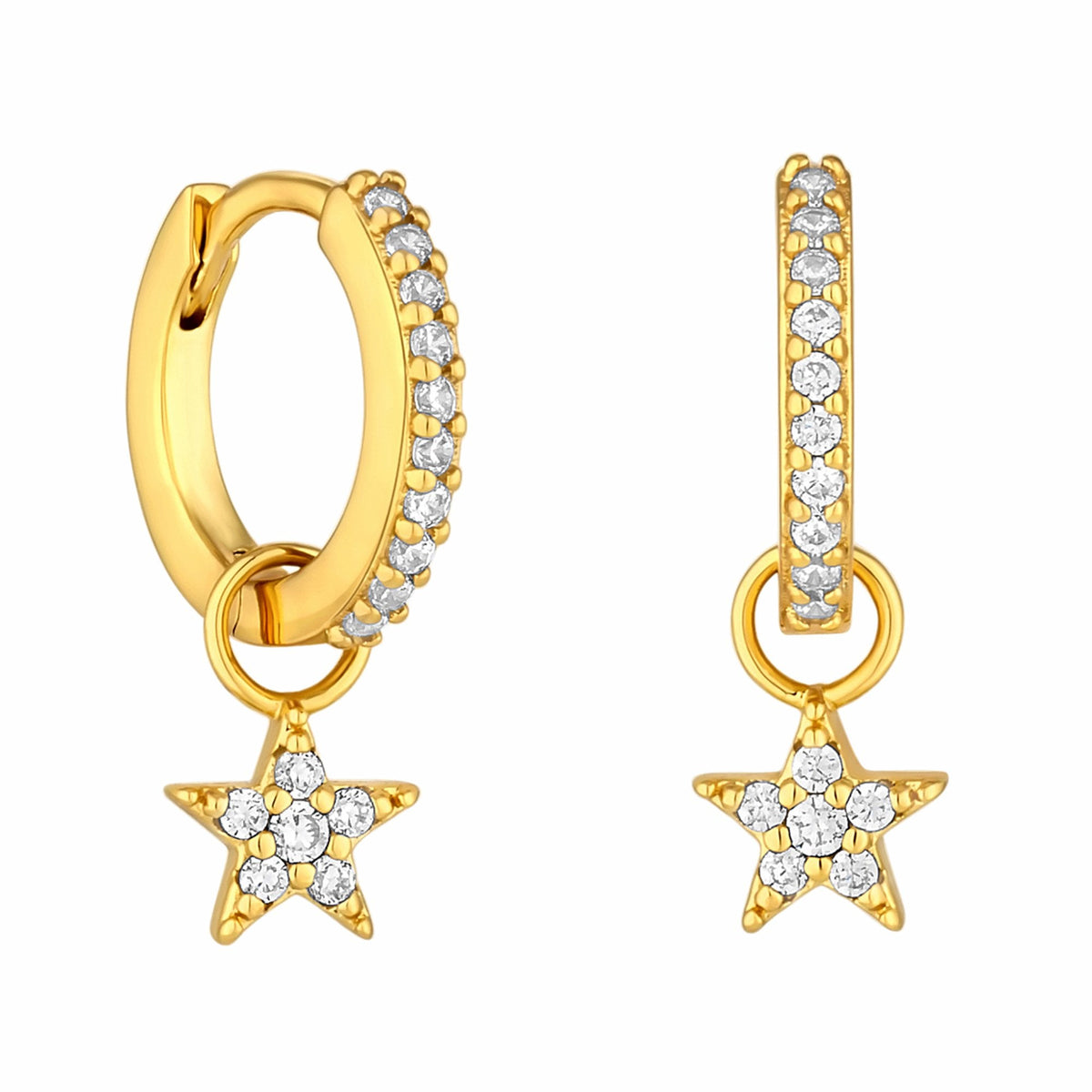 Inicio 14K Gold Plated Recycled Cubic Zirconia Star Huggie Earrings - Gift Pouch