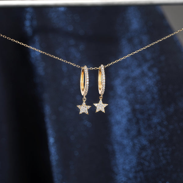 Inicio 14K Gold Plated Recycled Cubic Zirconia Star Huggie Earrings - Gift Pouch