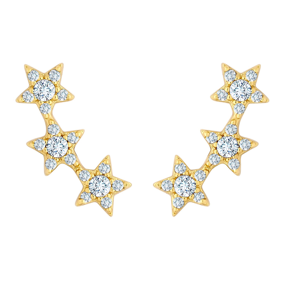 Inicio 14K Gold Plated Recycled Cubic Zirconia Star Ear Climber - Gift Pouch