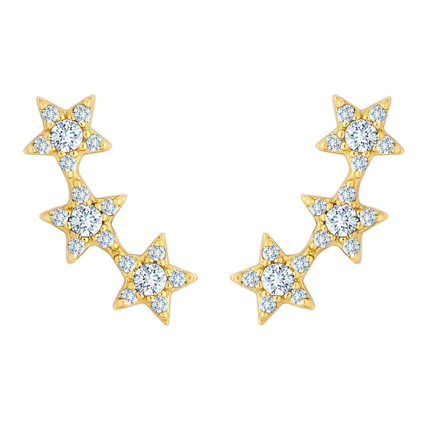Inicio 14K Gold Plated Recycled Cubic Zirconia Star Ear Climber - Gift Pouch