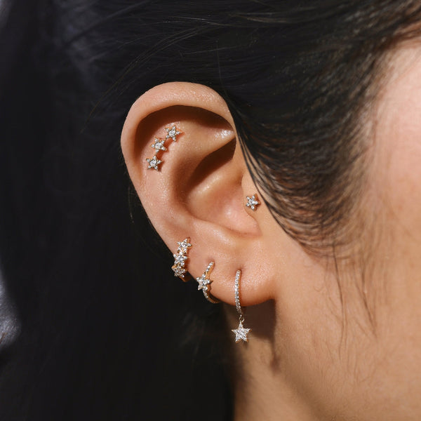 Inicio 14K Gold Plated Recycled Cubic Zirconia Star Ear Climber - Gift Pouch