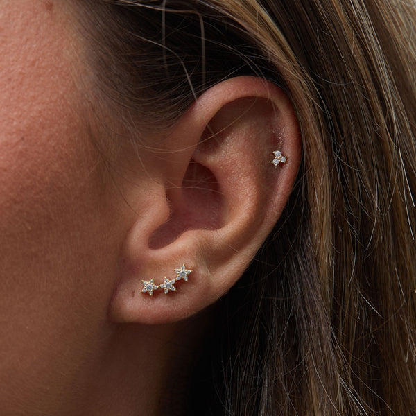 Inicio 14K Gold Plated Recycled Cubic Zirconia Star Ear Climber - Gift Pouch