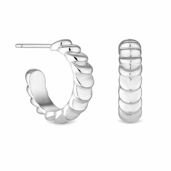 Inicio Silver Plated Recycled Textured Hoop Earrings - Gift Pouch