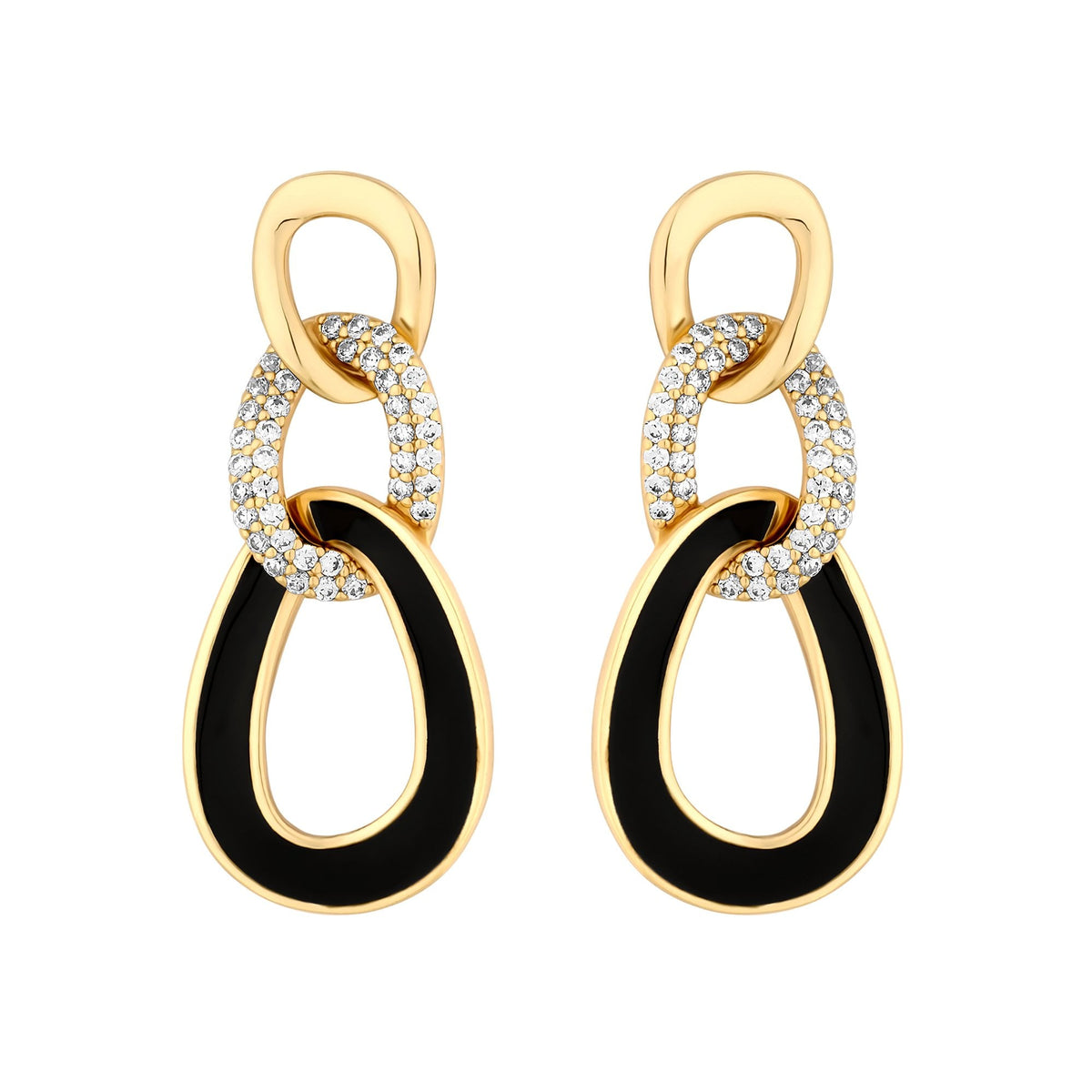 Jon Richard Gold Plated Crystal And Enamel Chain Link Earrings
