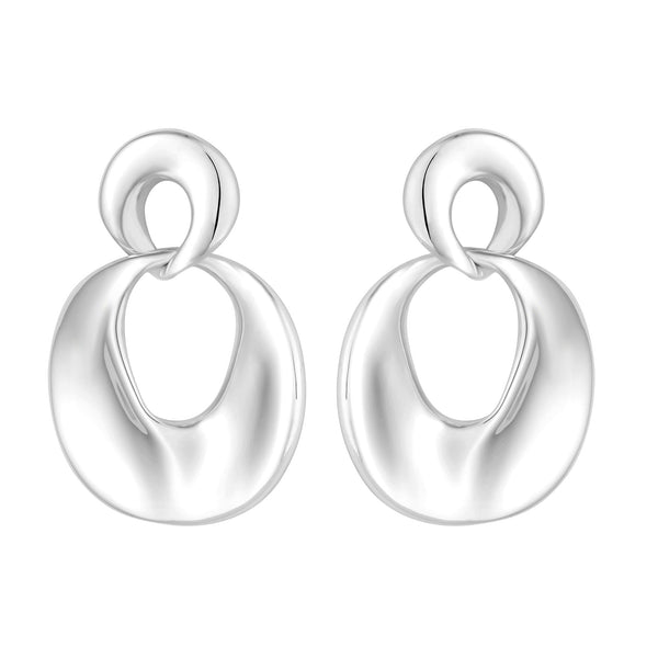 Inicio Recycled Sterling Silver Plated Molten Earrings - Gift Pouch