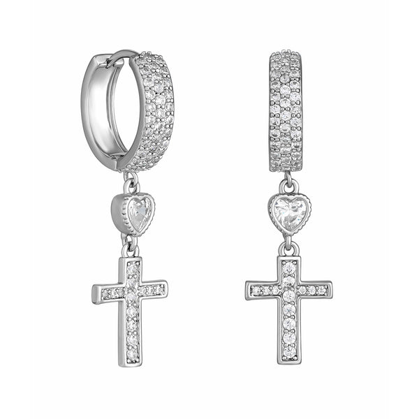 Jon Richard Silver Plated Cubic Zirconia Cross Drop Earrings