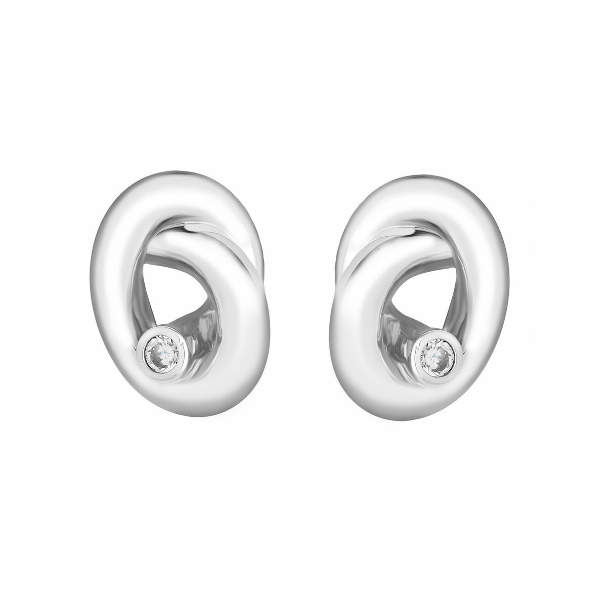 Jon Richard Rhodium Plated Crystal Knot Earrings