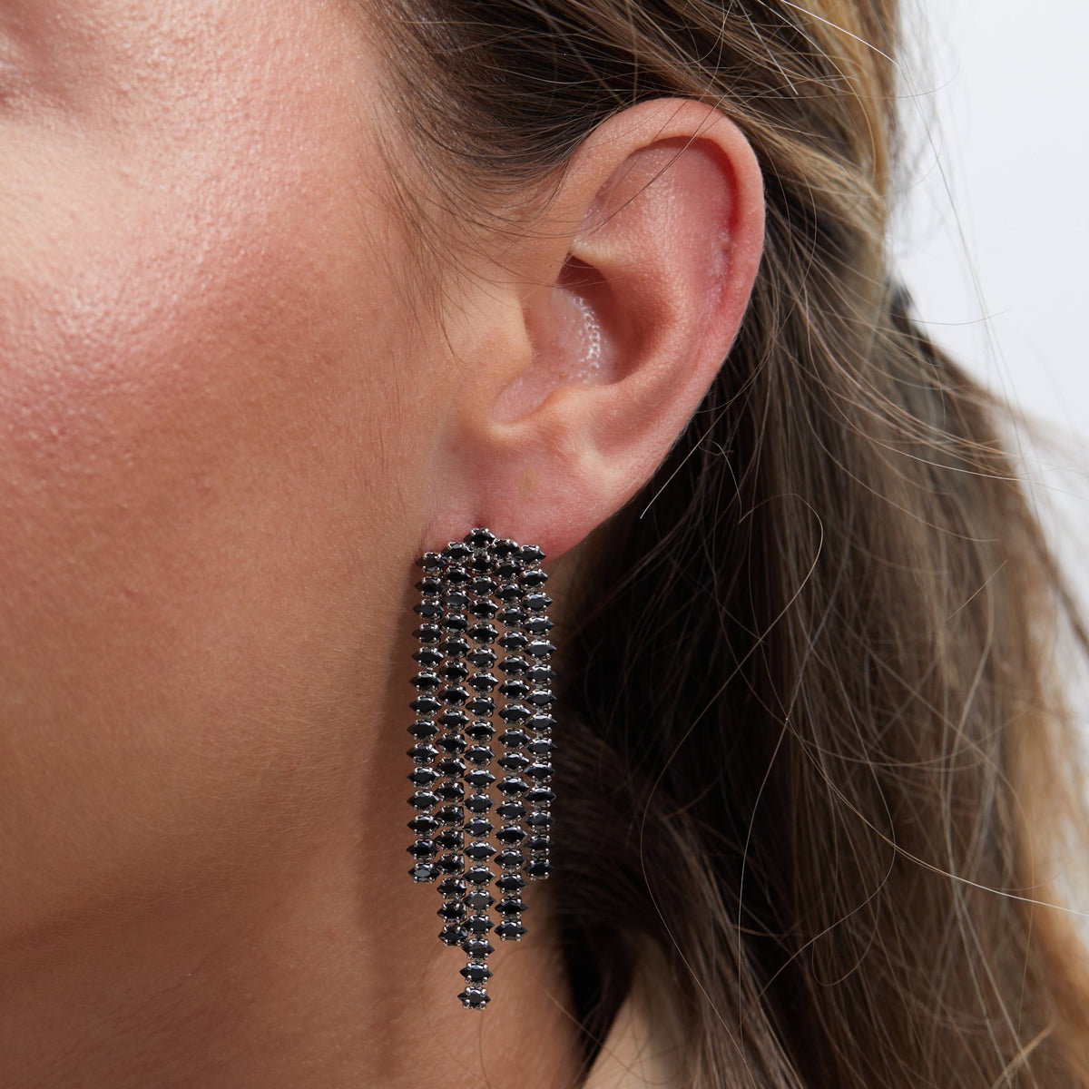 Jon Richard Rhodium Plated Cubic Zirconia Jet Chandelier Earrings