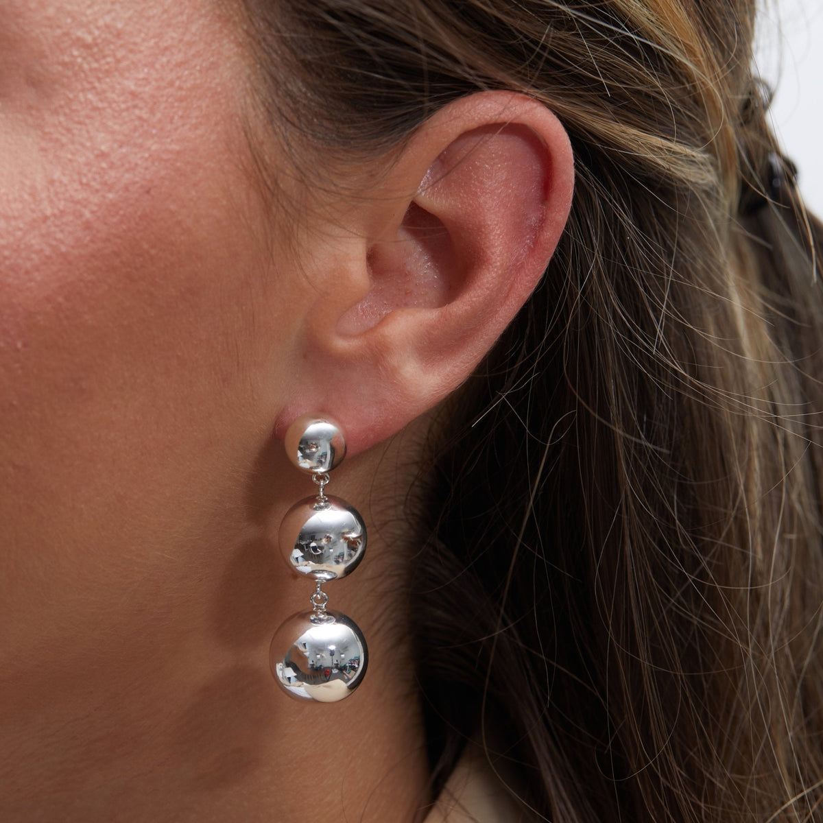 Jon Richard Recycled Silver Plated Polished Orb Earrings