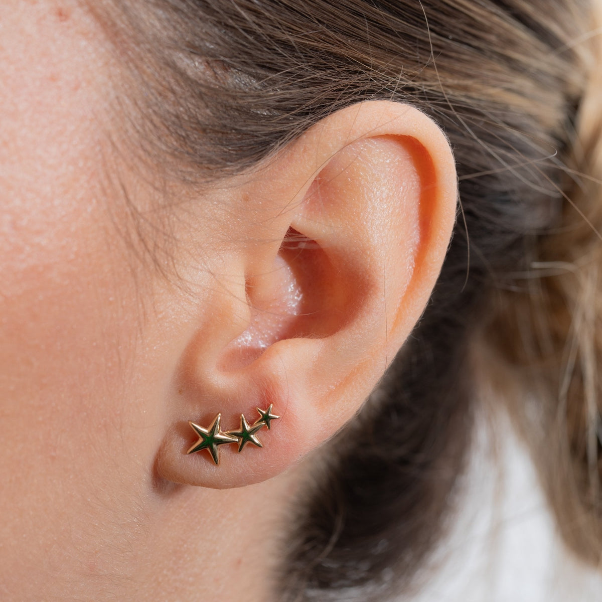 Simply Silver Gold Plated Sterling Silver 925 Mini Star Climber Earrings