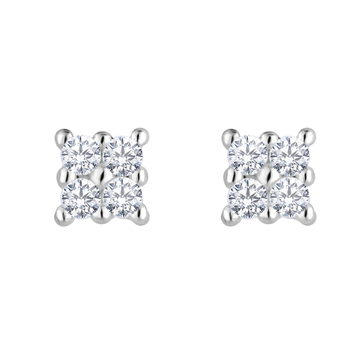 Silver Plated Recycled Cubic Zirconia Multi Stone Mini Barbell Stud Earrings - Gift Pouch