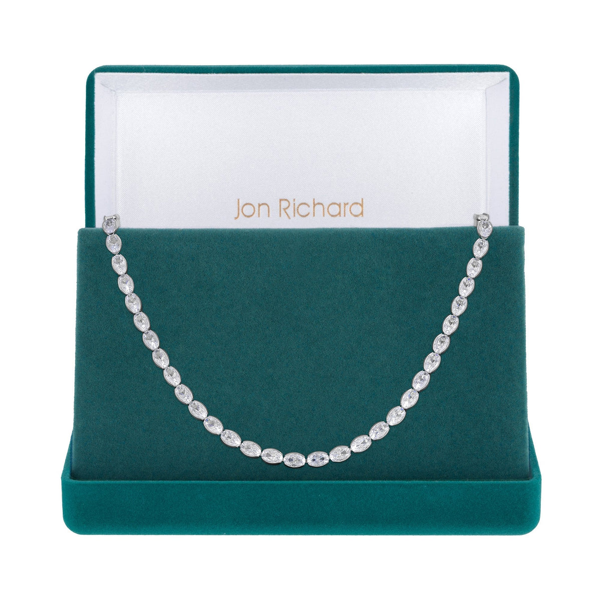Jon Richard Rhodium Plated And Cubic Zirconia Tennis Necklace - Gift Boxed